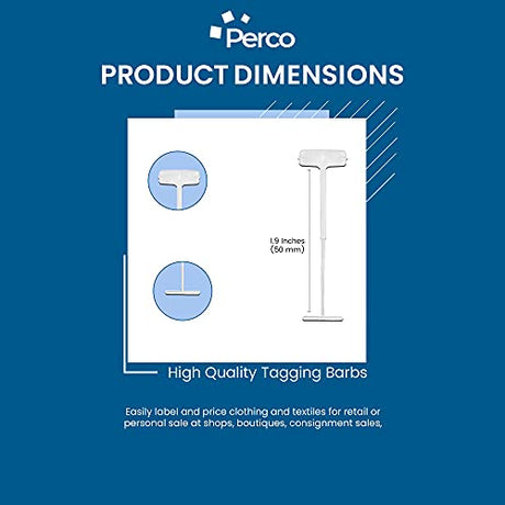 Perco 50mm Regular Plastic Tag Barbs, Suitable for Standard Tagging Gun, 5000 Pcs - Store Supplies