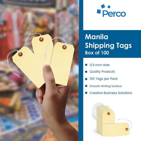 Perco Manila Shipping Tags - Elastic - Store Supplies