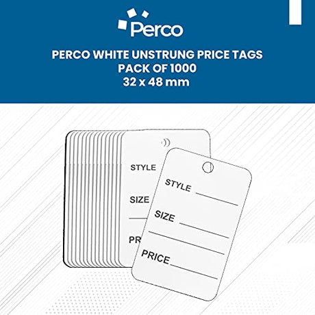 Perco White Unstrung Marking Price Tags Size 32*48mm Pack of 1000 Paper Clothing Tag - Store Supplies