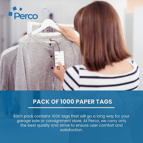 Perco White Unstrung Marking Price Tags Size 32*48mm Pack of 1000 Paper Clothing Tag - Store Supplies
