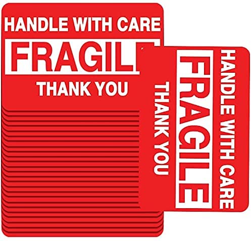 Perco"3 x 2" Inch Fragile Labels Handle with Care Warning Packing Shipping Label - Permanent Adhesive - Store Supplies