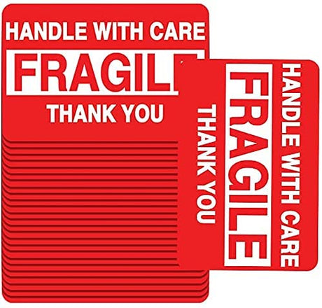 Perco"3 x 2" Inch Fragile Labels Handle with Care Warning Packing Shipping Label - Permanent Adhesive - Store Supplies