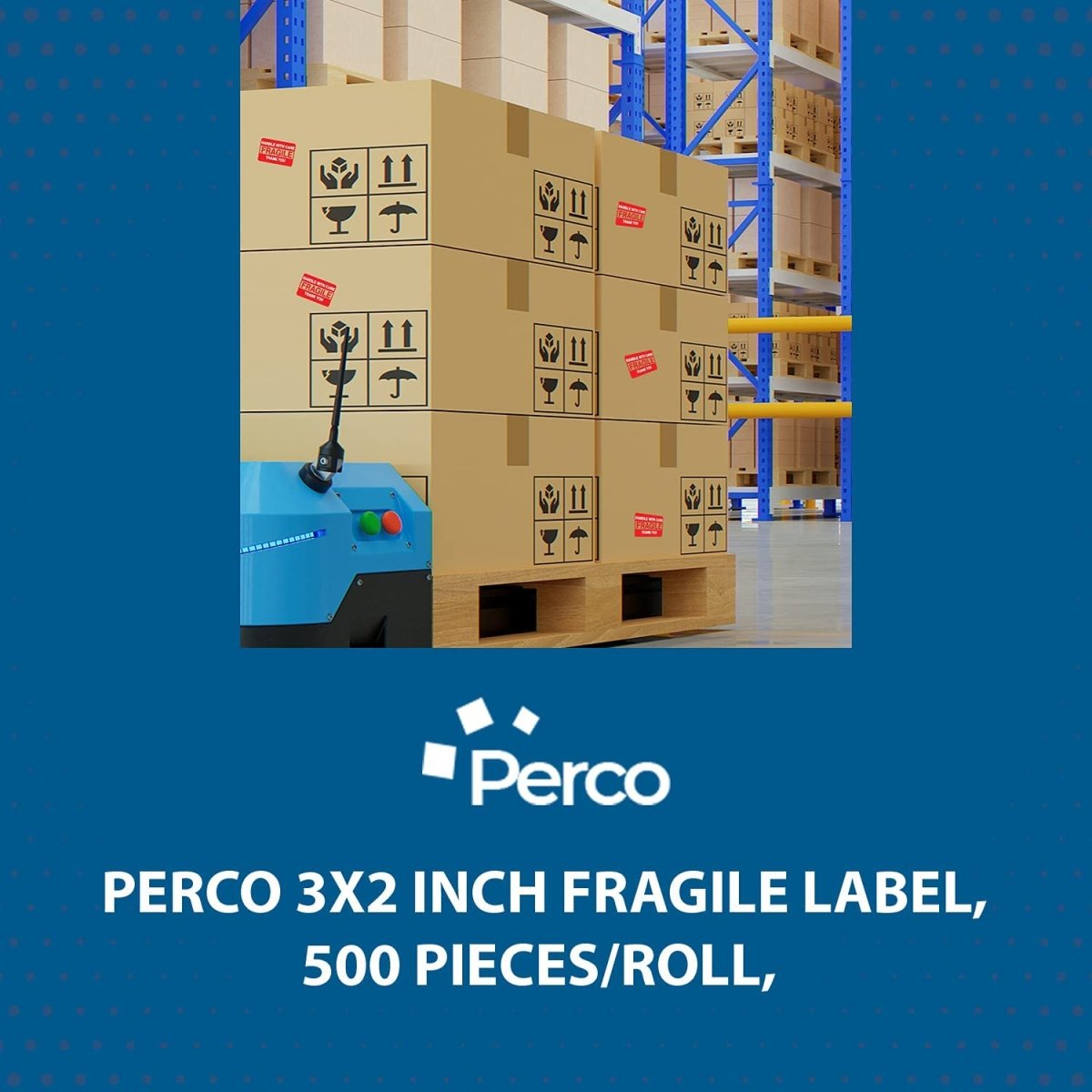 Perco"3 x 2" Inch Fragile Labels Handle with Care Warning Packing Shipping Label - Permanent Adhesive - Store Supplies