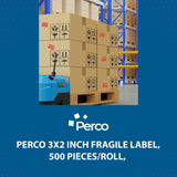 Perco"3 x 2" Inch Fragile Labels Handle with Care Warning Packing Shipping Label - Permanent Adhesive - Store Supplies