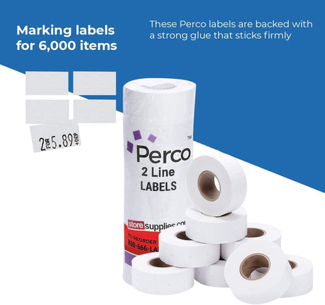 Pricing Labels for Perco 2 Line Price and Date Gun – 2 Sleeves - Store Supplies