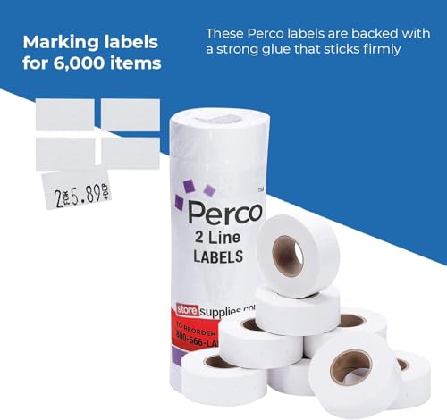 Pricing Labels for Perco 2 Line Price and Date Gun – 2 Sleeves - Store Supplies