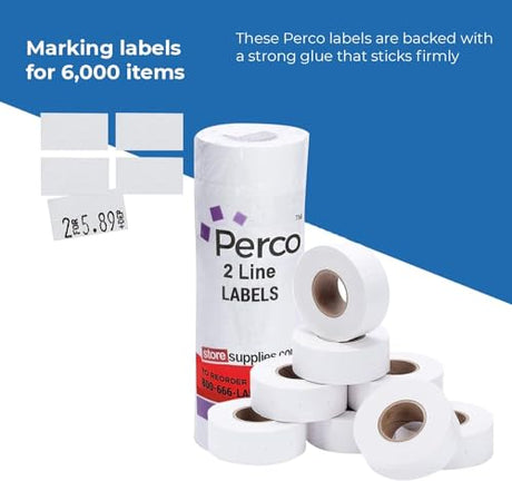 Pricing Labels for Perco 2 Line Price and Date Gun – 2 Sleeves - Store Supplies