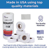 Removable Adhesives White Labels for Monarch 1136 - Store Supplies