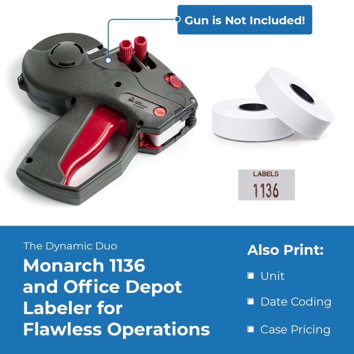 Removable Adhesives White Labels for Monarch 1136 - Store Supplies