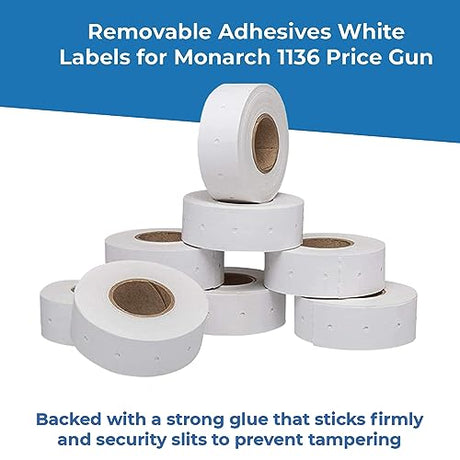 Removable Adhesives White Labels for Monarch 1136 - Store Supplies