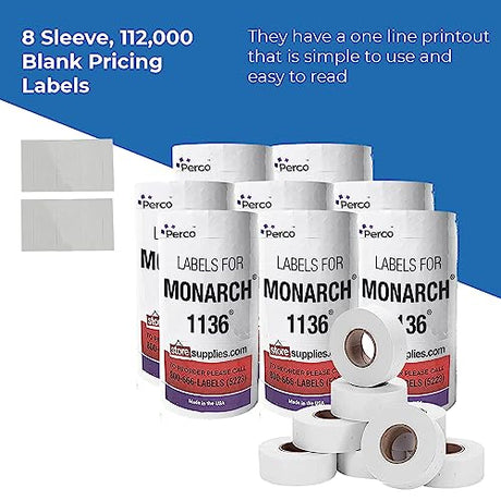 Removable Adhesives White Labels for Monarch 1136 - Store Supplies